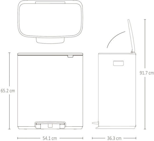 Brabantia Coș De Gunoi Bo Pedal Din Plastic Cu Pedală Gri 60l