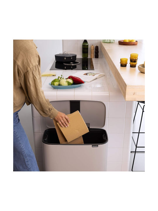 Brabantia Bo Pedal Mülleimer Kunststoff mit Pedal Graue 60lt