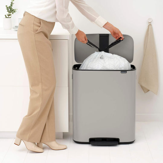 Brabantia Coș De Gunoi Bo Pedal Din Plastic Cu Pedală Gri 60l