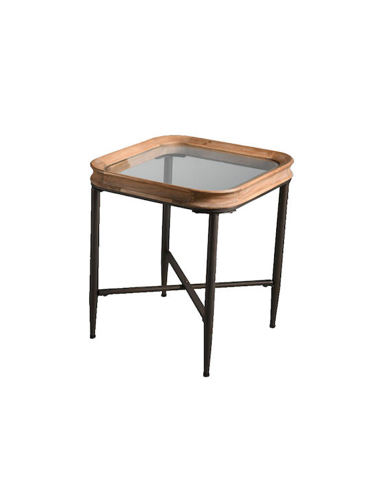 Square Side Table Marais Glass Natural Black M45xL45xH51cm