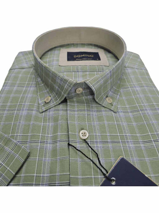 Short Sleeve Shirt in Regular Fit Checked Green