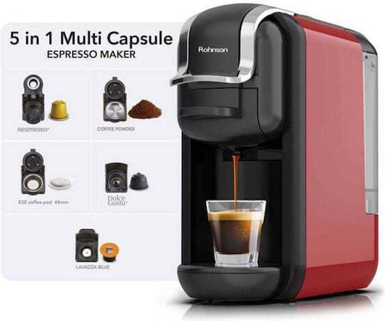 Rohnson Кафемашина за капсули Nespresso Налягане 19бар Червен