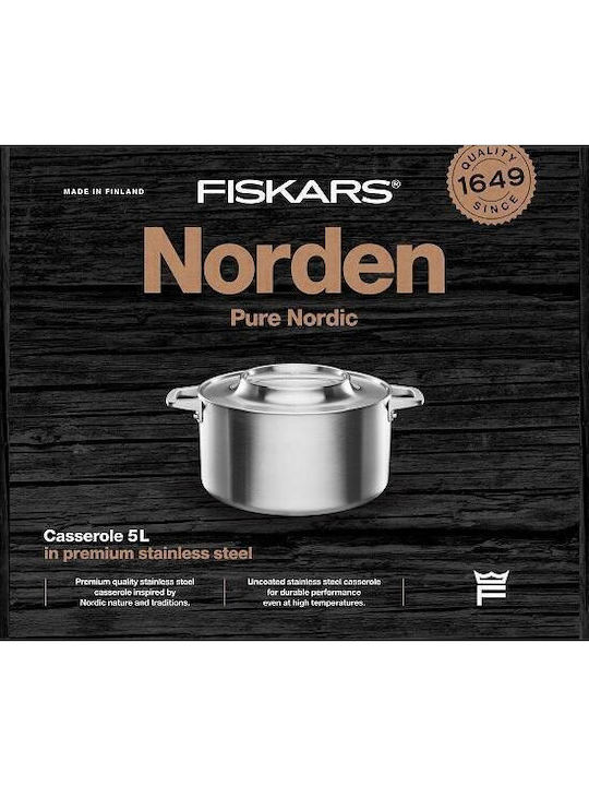 Fiskars Βαθιά Ανοξείδωτη Κατσαρόλα 5lt / 13cm