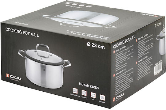 Zokura Βαθιά Ανοξείδωτη Κατσαρόλα 4.1lt / 22cm