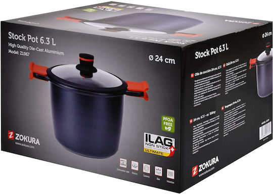 Zokura Noble Βαθιά Κατσαρόλα από Αλουμίνιο 6.3lt / 24cm