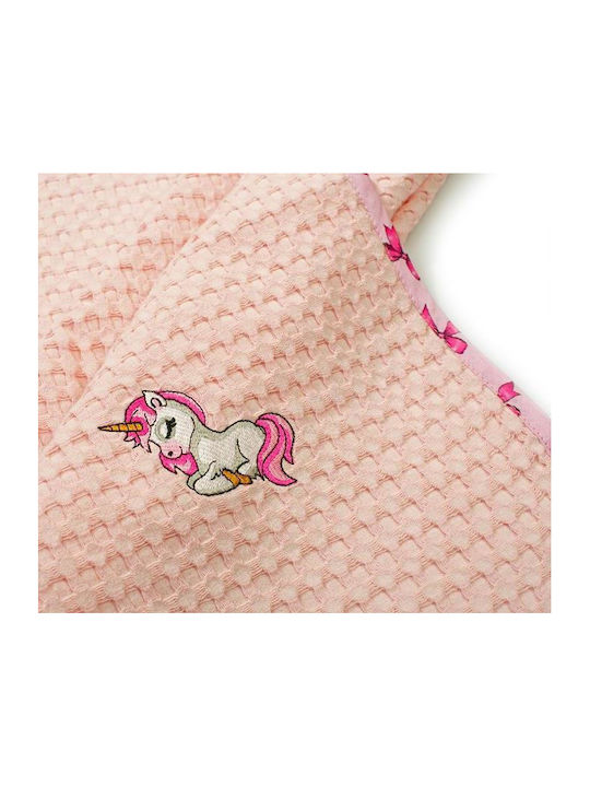 Dimcol Κουβέρτα Αγκαλιάς & Λίκνου Unicorn Πικέ Ροζ 80x110εκ.