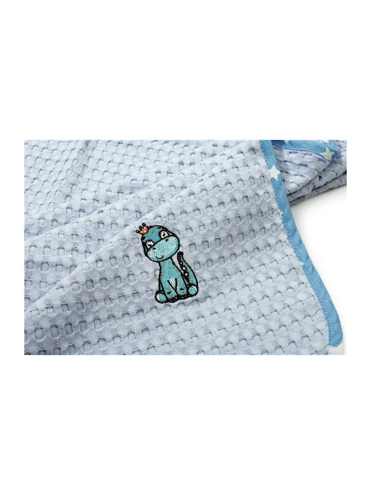 Dimcol Nursery Swaddling Blanket Dinosaur Waffle Light Blue 80x110cm