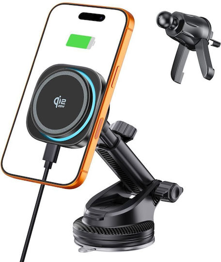 Tech-protect V20 Arcticboost Magnetic Magsafe Dashboard & Vent Car Mount Wireless Charger 25w Qi2.2 Black