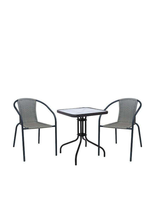 Garten- und Outdoor-Möbelsets Speisesaal Baleno-w 3 Stück Schwarz