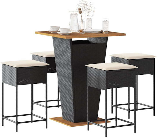 Bar-Set 5Stücke Schwarz mit Kissen Bar-Set 5Stücke Schwarz mit Kissen