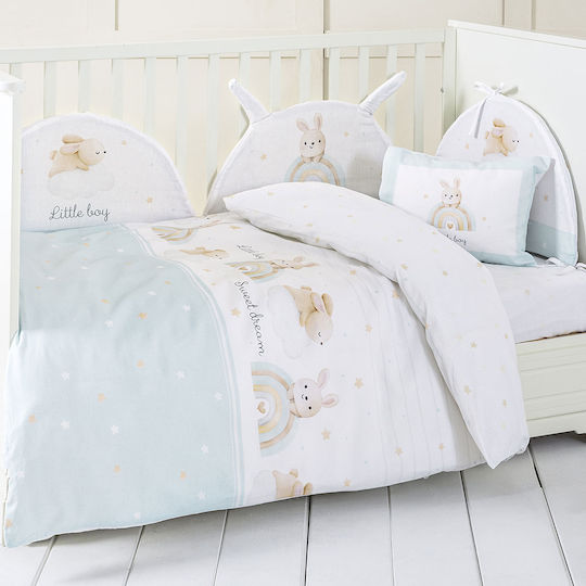 Nima Set Lenjerii de Pat Bebe Pentru Leagăn Din Bumbac Albastre 70x110cm