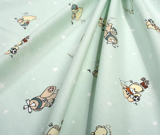 Dimcol Подредба Детски Чаршафи За Количка Памучни с Ластик Bear's Playtime 593 Зелени 70x140см