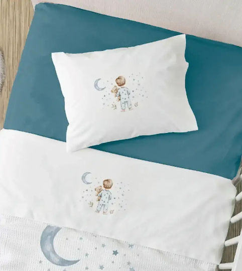 Borea Set Baby Sheets Crib Cotton Goodnight White 120x160cm