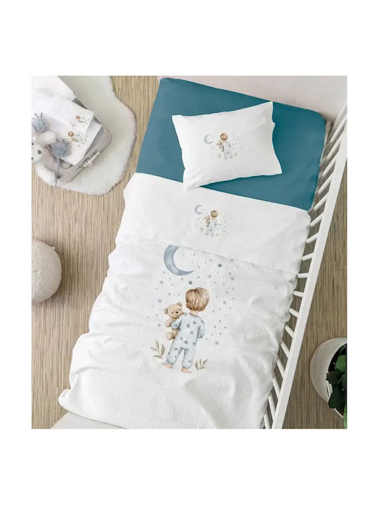 Borea Set Baby Sheets Crib Cotton Goodnight White 120x160cm