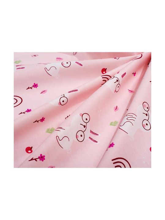 Dimcol Baby Crib Cotton Fitted Sheet Garden 585 Pink 70x140cm