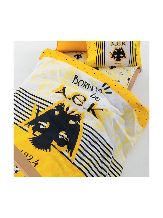 Palamaiki Set Baby Sheets Crib Cotton Fitted Yellow 75x140cm