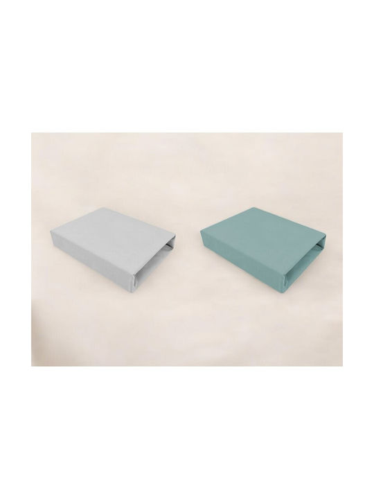 Qmini Set de cearșafuri pentru bebeluși Pentru Cradle Bumbac Potrivit Grey / Dark Mint 2buc 40x90buc