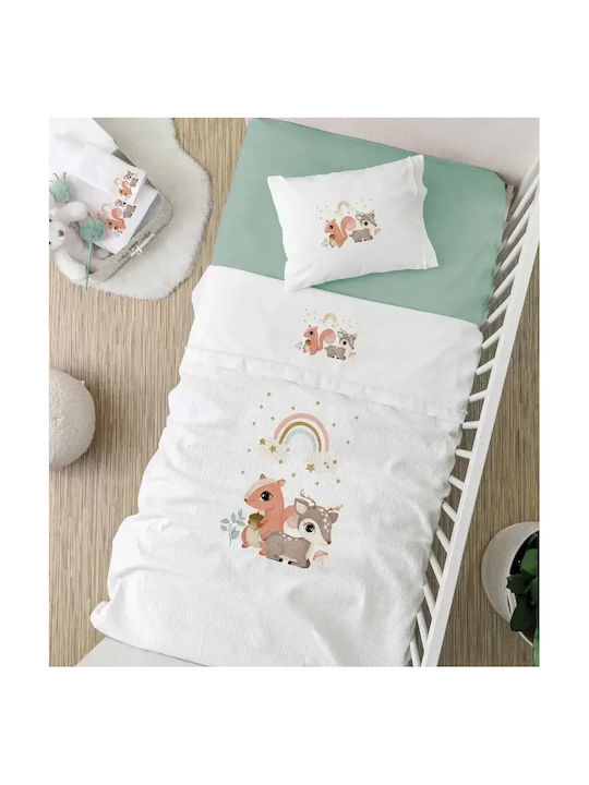 Borea Set Baby Sheets Crib Cotton Woodland White 120x160cm