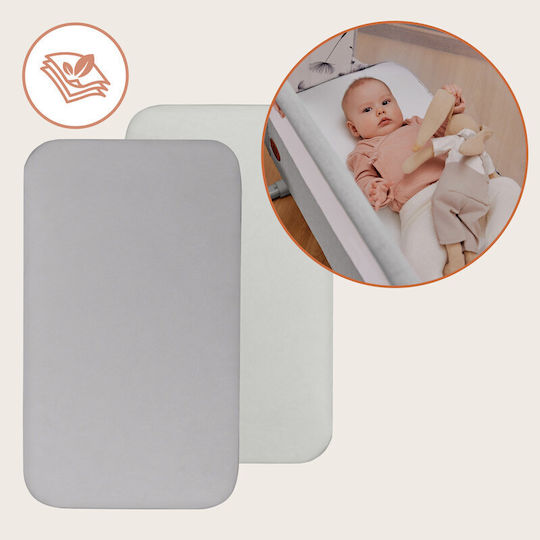 Lionelo Set Baby Sheets Cradle Cotton Fitted White 80x42cm LO-BAMBOO_SHEET_OFF_WHITE_GREY_80x42