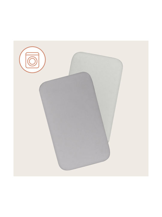Lionelo Set Lenjerii de Pat Bebe Pentru Leagăn Din Bumbac cu Elastic Albe 80x42cm LO-BAMBOO_SHEET_OFF_WHITE_GREY_80x42