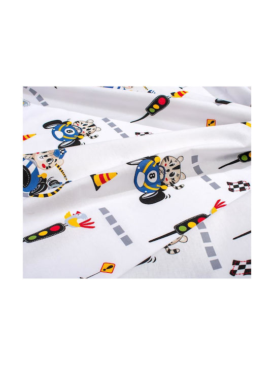 Dimcol Set Baby Crib Cotton Sheets Animal Grand Prix 589 Multicolour 120x160cm 3 Pieces