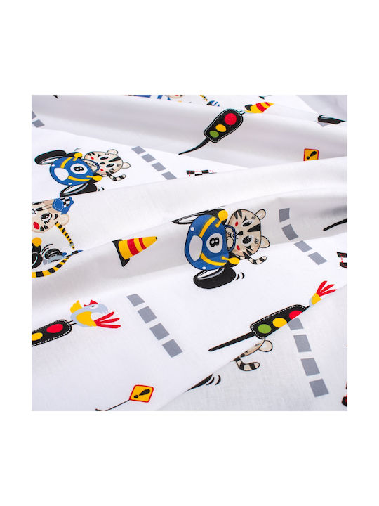 Dimcol Set Baby Crib Cotton Sheets Animal Grand Prix 589 Multicolour 120x160cm 3 Pieces