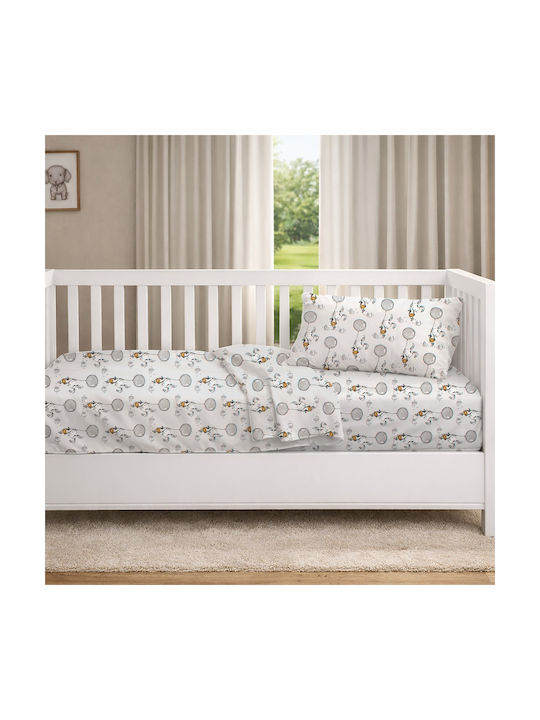 Dimcol Set Baby Crib Cotton Sheets Floating Bunny 715 Multicolour 120x160cm 3 Pieces
