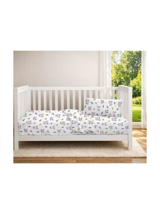 Dimcol Set Baby Crib Cotton Sheets Baby Foxes 594 Multicolour 120x160cm 3 Pieces