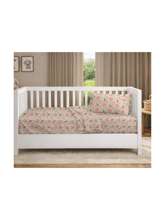Dimcol Set Baby Crib Cotton Sheets Floating Bunny 714 Multicolour 120x160cm 3 Pieces