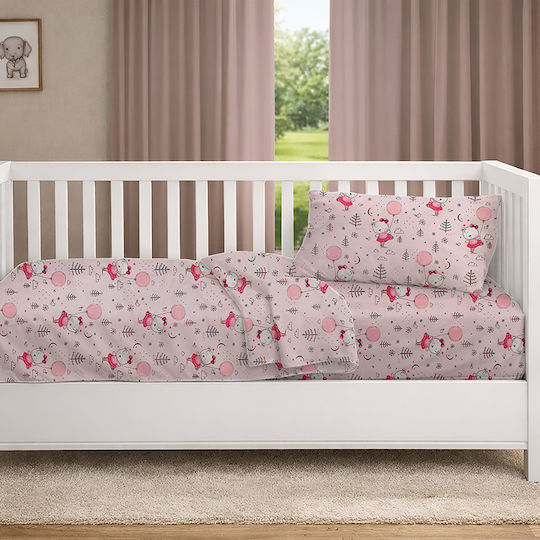 Dimcol Set Baby Crib Cotton Sheets Ballerina Bear 598 Multicolour 120x160cm 3 Pieces