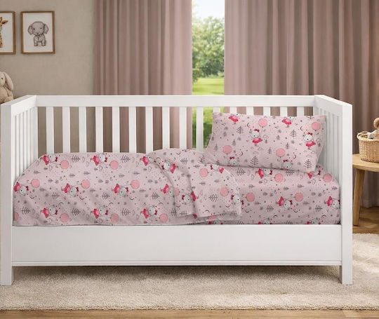 Dimcol Set Baby Crib Cotton Sheets Ballerina Bear 598 Multicolour 120x160cm 3 Pieces