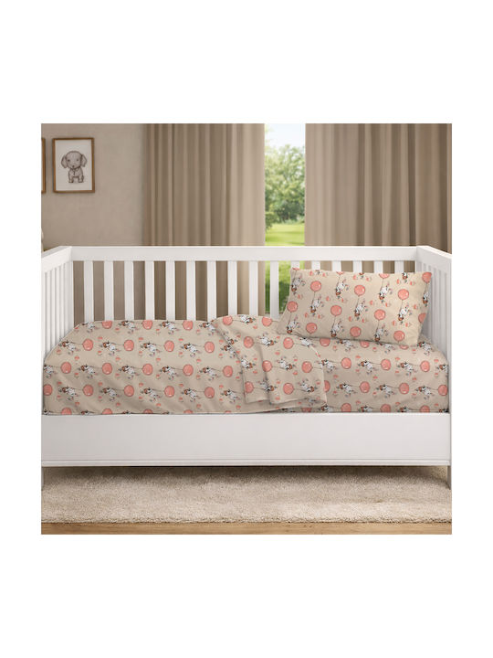 Dimcol Set Baby Crib Cotton Sheets Floating Bunny 714 Multicolour 120x160cm 3 Pieces