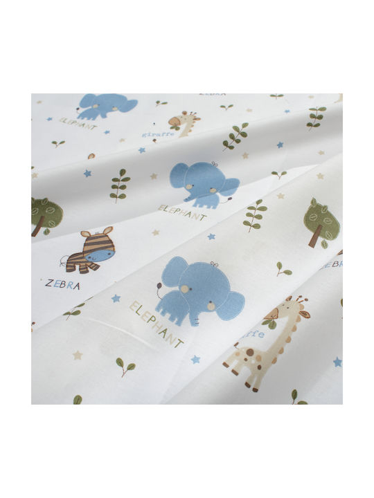 Dimcol Set Baby Crib Cotton Sheets Happy Safari 711 Multicolour 120x160cm 3 Pieces