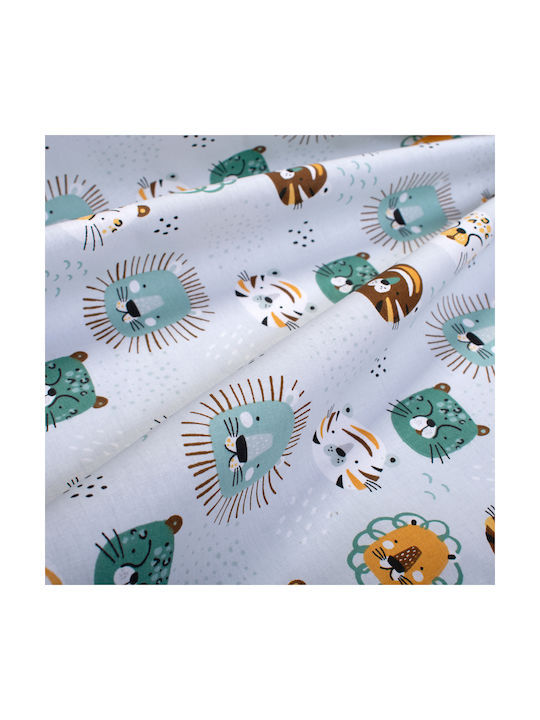 Dimcol Baby Crib Cotton Fitted Sheet Big Cats 28 Turquoise 70x140cm