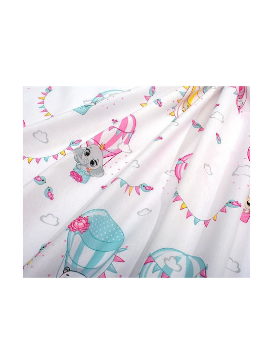 Dimcol Set Baby Crib Cotton Sheets The Floating Zoo Multicolour 120x160cm 3 Pieces