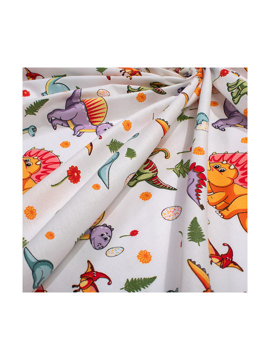 Dimcol Set Baby Crib Cotton Sheets Dinosaur 520 Multicolour 120x160cm 3 Pieces