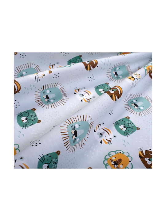 Dimcol Baby Cradle Cotton Sheet Big Cats 28 Turquoise 80x110cm