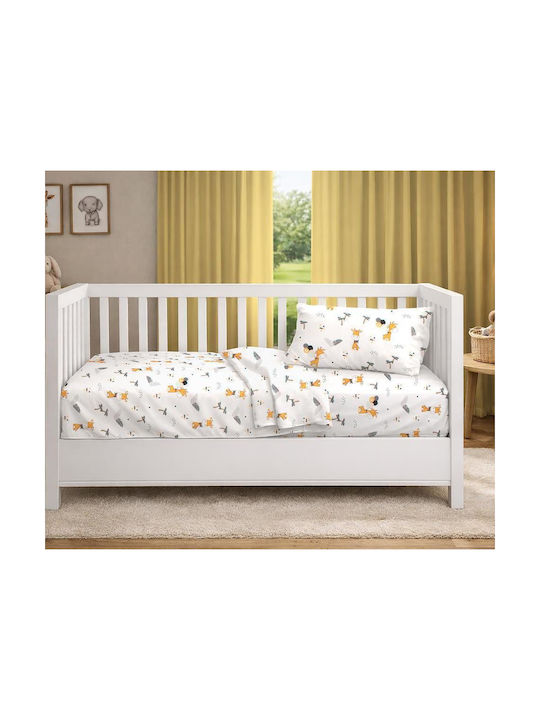 Dimcol Baby Crib Cotton Fitted Sheet Giraffe 599 White 70x140cm