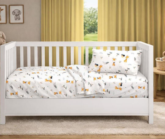 Dimcol Детски Чаршаф За Количка Памучен с Ластик Giraffe 599 Бял 70x140см