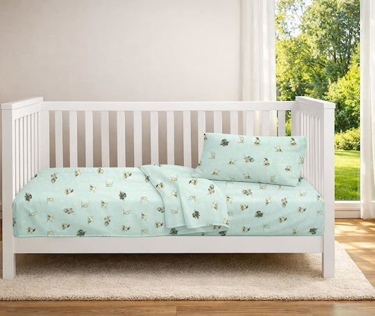 Dimcol Set Baby Crib Cotton Sheets Bear's Playtime 593 Multicolour 120x160cm 3 Pieces