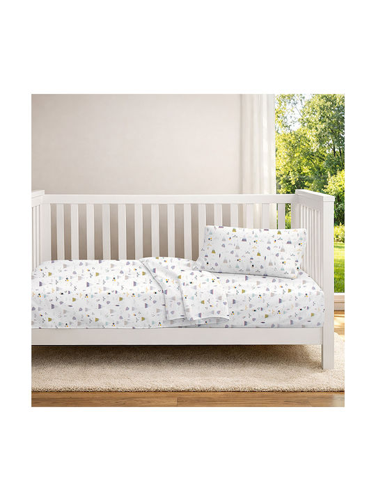 Dimcol Set Baby Crib Cotton Sheets Whimsical Mountainside 588 Multicolour 120x160cm 3 Pieces