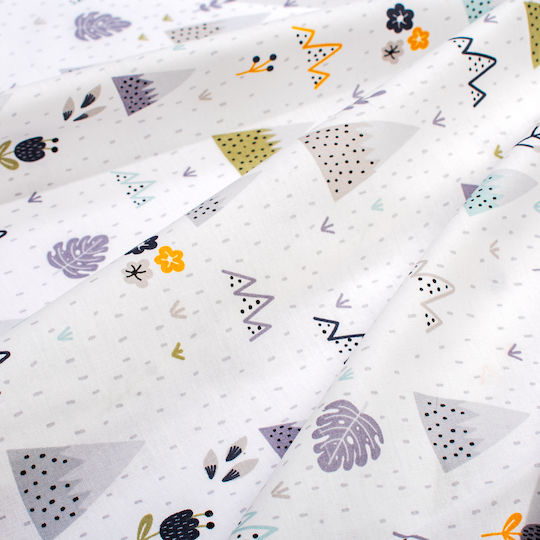 Dimcol Set Baby Crib Cotton Sheets Whimsical Mountainside 588 Multicolour 120x160cm 3 Pieces