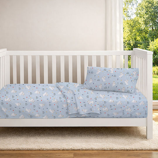 Dimcol Σετ Βρεφικά Σεντόνια Κούνιας Βαμβακερά Rabbit Garden 584 Πολύχρωμα 120x160εκ. 3τμχ