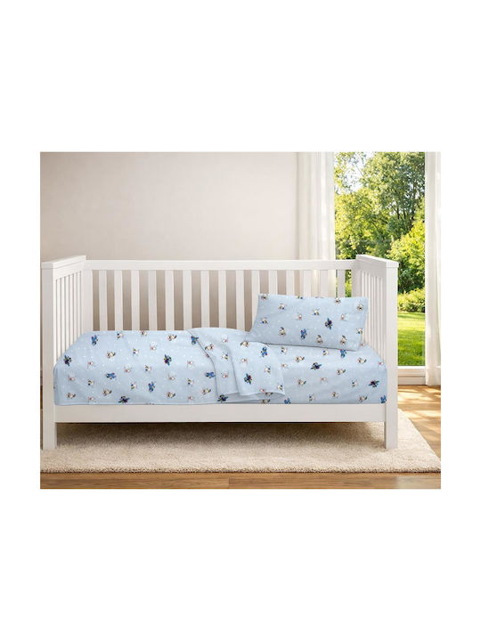 Dimcol Set Baby Crib Cotton Sheets Bear's Playtime 591 Multicolour 120x160cm 3 Pieces