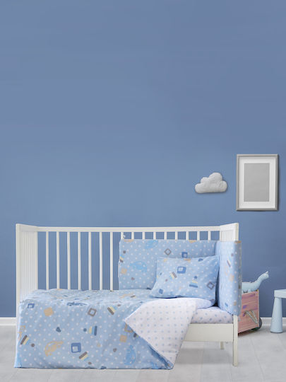 Kocoon Crib Sheets Set Cotton Toyo Light Blue 3pcs 120x160cm