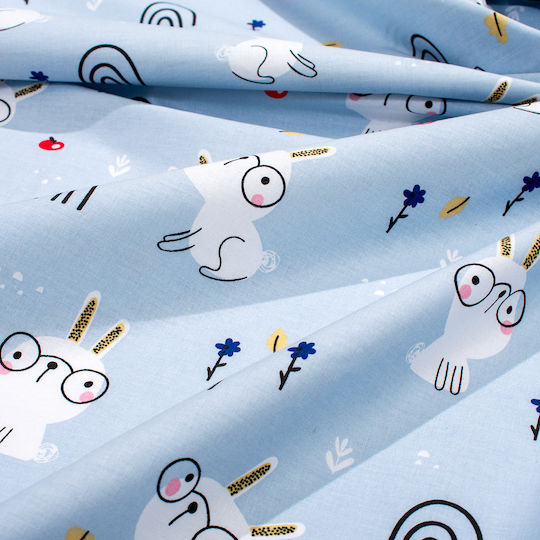 Dimcol Σετ Βρεφικά Σεντόνια Κούνιας Βαμβακερά Rabbit Garden 584 Πολύχρωμα 120x160εκ. 3τμχ