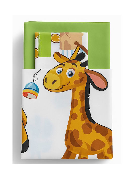 Beboulino Orange Giraffe Baby Sheets Set Crib Cotton Multicolored 95x150cm 2pcs