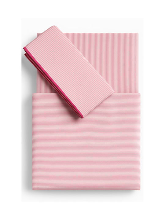 Beboulino Rige Lines Baby Sheets Set Crib Cotton Pink 95x150cm 3pcs