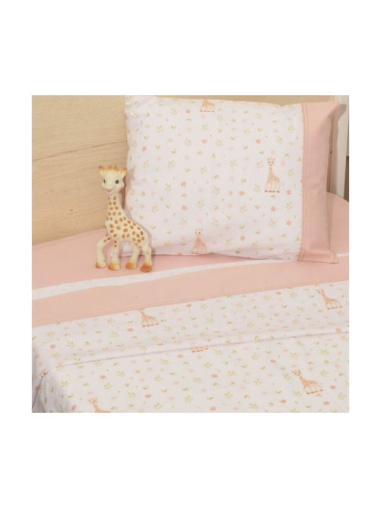 Sophie La Girafe Baby Sheets Set Crib Cotton Fitted Pink 70x140cm 3pcs