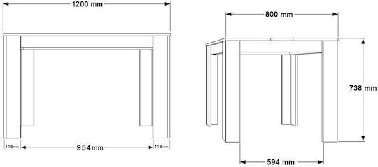 Dining Room Table Wooden Scandinavian 120x80x73.8cm